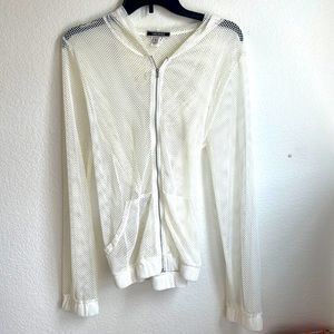White Netted Jacket With Front Pockets and Stretch by Nikibiki